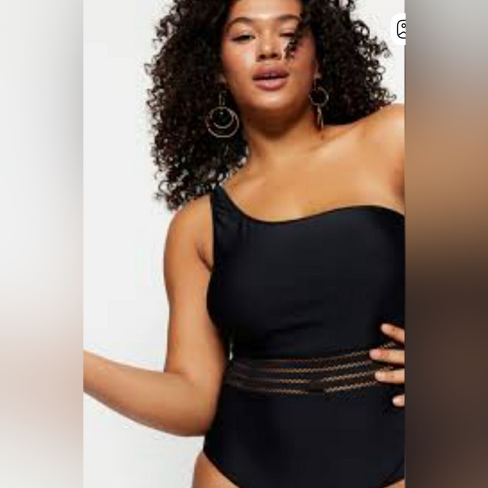 Black One-Shoulder 1 pc Swimsuit Sz XL New No Tags